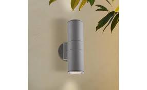 Ellis Modern Outdoor Sconce Light Fixture Silver Cylindrical 11 3 4 Tempered Glass Lens Up Down For Exterior House Porch Patio Deck Possini Euro Design Wall Porch Lights Amazon Com
