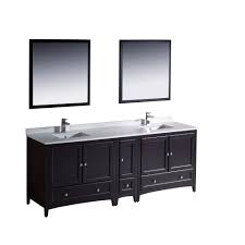 Our showroom is located in brooklyn, new york. Fresca Oxford 84 In Double Vanity In Espresso With Ceramic Vanity Top In White With White Basins And Mirror With Side Cabinet Fvn20 361236es The Home Depot