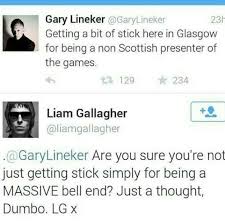 Liam Gallagher Gary Lineker Bff S Gary Lineker Liam Gallagher It Takes Two