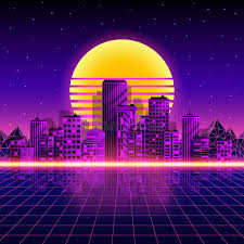City skyline with buildings and bridge above lake or river at night. Retro Neon City Background Neon Style 80s Vector Illustration Stock Vector Illustration Of Retro Pink 89579222