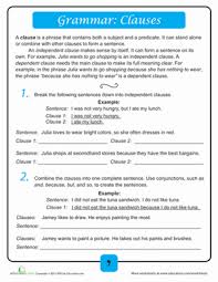 Grammar Review Clauses Worksheet Education Com Grammar Review Kindergarten Grammar Worksheets Teaching Writing
