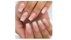 Pink and white ombré overlay over natural nail. 4 Best Fake Pink And White Ombre Nails Coffin Nail Place
