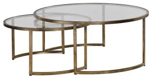 Cool table designed by renowned italian design duo lucidipevere. Set Of 2 Bronze Gold Nesting Coffee Tables Round Large Modern Minimalist Transitional Coffee Tables By My Swanky Home Houzz