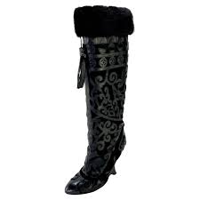 F W 2004 Yves Saint Laurent By Tom Ford Chinoiserie Fur Wedge Finale Boots For Sale At 1stdibs
