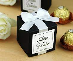 Personalized Wedding Favor Boxes For Guests Elegant Wedding Bonbonniere Personalized Candy Box With Satin Ribbon Bow And Custom Tag Personalized Wedding Favor Box Wedding Favor Boxes Candy Wedding Favors