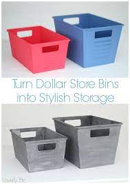 Turn Dollar Store Bins Into Stylish Storage Domestically Speaking
