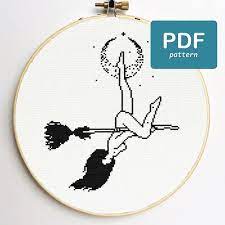 Maybe you would like to learn more about one of these? Flying Witch Cross Stitch Pattern Witchy Gift Halloween Cross Etsy
