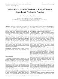 Jobs in malaysia in government and private for male and females. Pdf Visible Work Invisible Workers A Study Of Women Home Based Workers In Pakistan
