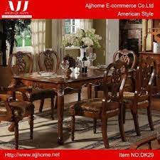 Set of 4 carved quarter sawn oak antique dining chairs, leather seats #37656. American Style Antique Wooden Dining Table Dk29 Global Sources