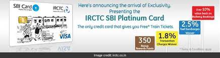 Convert sbi credit card reward pints into cash amount. Irctc Indian Railways State Bank Of India Sbi Platinum Card Offer How To Get Free Train Tickets