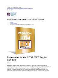 English exit test registration code: Preparation For The Uitm Eet English