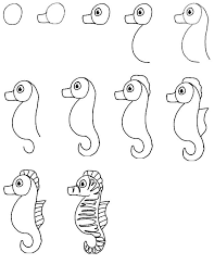 How to draw a seahorse. Apprendre A Dessiner Les Animaux Seahorse Drawing Drawing Tutorial 3d Drawings