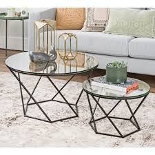 Geometric Glass Round 2 Piece Modern Coffee Table Set 24w39 Lamps Plus Modern Coffee Table Sets Coffee Table Nesting Coffee Tables