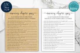 Each child in the group should have a set to use. Printable Nursery Rhyme Quiz Baby Shower Game Instant Download Bobotemp