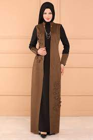 Modaselvim Elbise Yelek Gorunumlu Suet Elbise Ygs6157 Tutun Moda Stilleri Basortusu Modasi Elbise