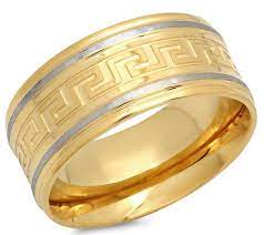 Steel By Design Men S Greek Key Band Ring Qvc Com Rings Band Rings Thick Gold Wedding Band