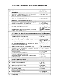 Previous calendar websites, pdfs and associated updates to the publications Academic Calendar 2020 21 Odd Semester Academic Term Thesis