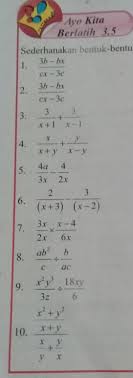 Kunci jawaban matematika ini terdiri dari kegiatan ayo mencoba. Sederhanakanlah Bentuk Bentuk Aljabar Berikut Halaman 238 3 5 Brainly Co Id