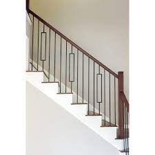 House Of Forgings Aalto 44 In Satin Black Wrought Iron Classic Stair Baluster Lowes Com Iron Stair Railing Wrought Iron Stair Railing Staircase Railing Design