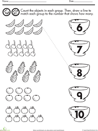 Count And Match The Fruit Worksheet Education Com Counting Kindergarten Kindergarten Math Worksheets Kids Math Worksheets