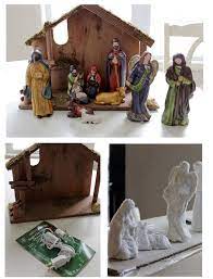 Diy Upcycled Nativity White Spray Paint And Glitter Beautiful The Yellow Cape Cod Diy Christmas Village Nativity Set Diy Nativity
