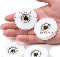 Plastic Nylon Roller Wheel, 1.8"/46.5mm Silent U Groove Pulley Wheels Ball  Bearing for Sliding Door Garage Gym Pulleys System, with 608zz Bearing,5Pcs