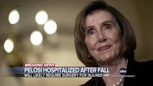Rep. Nancy Pelosi was hospitalized while abroad with a congressional  delegation in Luxembourg after falling down the stairs, and will likely  require surgery for a hip injury she sustained. Jon Karl has