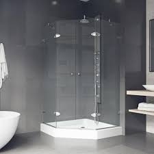 Vigo Gemini 47 625 In X 78 75 In Frameless Neo Angle Shower Enclosure In Chrome With Clear Glass With Base In White Vg6063chcl47w Neo Angle Shower Shower Enclosure Frameless Shower Enclosures
