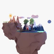 Low Poly Floating Islands 3d Model Ad Floating Poly Model Islands In 2020 Low Poly Poly Floating
