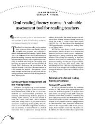 Pdf Oral Reading Fluency Norms A Valuable Assessment Tool