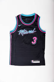 Over the past few years, the miami heat have worn white, black, pink and light blue vice alternate jerseys. Dwyane Wade Miami Heat Official 18 19 Nike City Edition Swingman Jersey Youth Black Stateside Sports