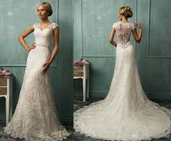 Wholesale Wedding Dress Buy Sheer Straps Lace Cap Sleeve Wedding Dresses Illusion Lace Back Wedding Dress Wedding Dress Cap Sleeves Wholesale Wedding Dresses
