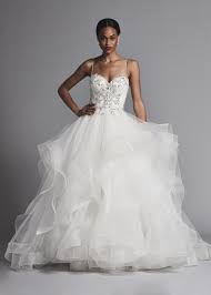 Spaghetti Strap Beaded Bodice Ball Gown Wedding Dress Kleinfeld Bridal Ball Gowns Wedding Ball Gown Wedding Dress Pnina Tornai Wedding Dress