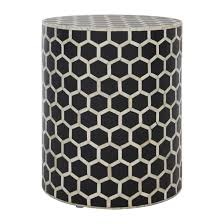 Black coffee, console, sofa & end tables : Black White Side End Table Round Made From Buffalo Bone