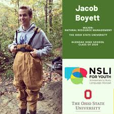 Jacob Boyett, IB Diploma Candidate, will attend The Ohio State University  this fall and will major in Natural Resource Management. He is also a  recipient of the National Security Language Initiative for