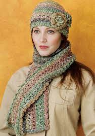Crocheted Cloche Scarf Set In Red Heart Collage Lw1634 Downloadable Pdf Crochet Cloche Crochet Hats Scarf Crochet Pattern