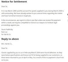 Notice For Settlement Writing Lettering Letter Writing