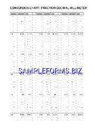 Decimal To Fraction Chart Templates Samples Forms
