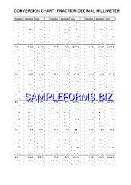 decimal to fraction chart templates samples forms