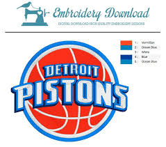 A wordmark pistons in white with black and teal trim and detroit in white at the bottom. Detroit Pistons Nba Basketball Team Logo Embroidery Design Embroiderydownload