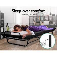 artiss folding bed with mattress single foldable camping mat portable bedding folding beds bed mattress frame