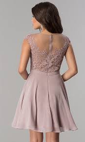 mocha short chiffon prom dress with lace applique chiffon party dress dresses lace dress