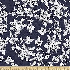18 blue chenille upholstery and drapery fabrics by highland court. Amazon Com Ambesonne Navy Blue Fabric By The Yard Floral Arrangement Botanic Foliage Pattern Japanese Composition Eastern Decorative Fabric For Upholstery And Home Accents 1 Yard Blue White