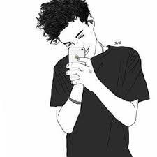 Black And White Mirror Selfie Drawing Gambar Terkait Tumblr Outline Black And White Drawing Drawings Of Friends