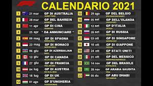 Consulta el calendario de la fórmula 1 2021, horarios y resultados de las carreras de fórmula 1 en as.com. F1 Calendario Ufficiale 2021 Formula 1 Gare Orari Gp Sky E Tv8 Youtube
