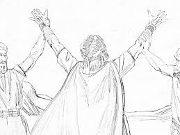 The lord instructed aaron and moses to go see pharaoh once again and he told them, tell pharaoh to let my people go. Moses Holding Up His Arms During The Battle Assisted By Aaron And Hur Coloring Page Free Coloring Library