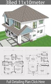 Home Design Plan 11x10meters With 3 Bedrooms Home Ideas Architectural House Plans House Projects Architecture Model House Plan