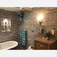 Half brick wall tiles on bathroom walls. Decape Rustic Brick Wall And Floor Tiles Tiles From Tile Mountain