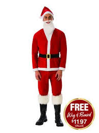 This velvet santa suit plus size mens costume is perfect to play father christmas in and features a classic jacket with faux rabbit fur trim, zipper front closure and belt loops. Santa Suits Cheap Santa Claus Suits And Christmas Costumes
