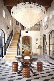 Dramatic Entry Hall In Stone House In Calabasas With Modern Chandelier By Fuse Lighting And S Interior Design Projects Los Angeles Interior Design Entry Design